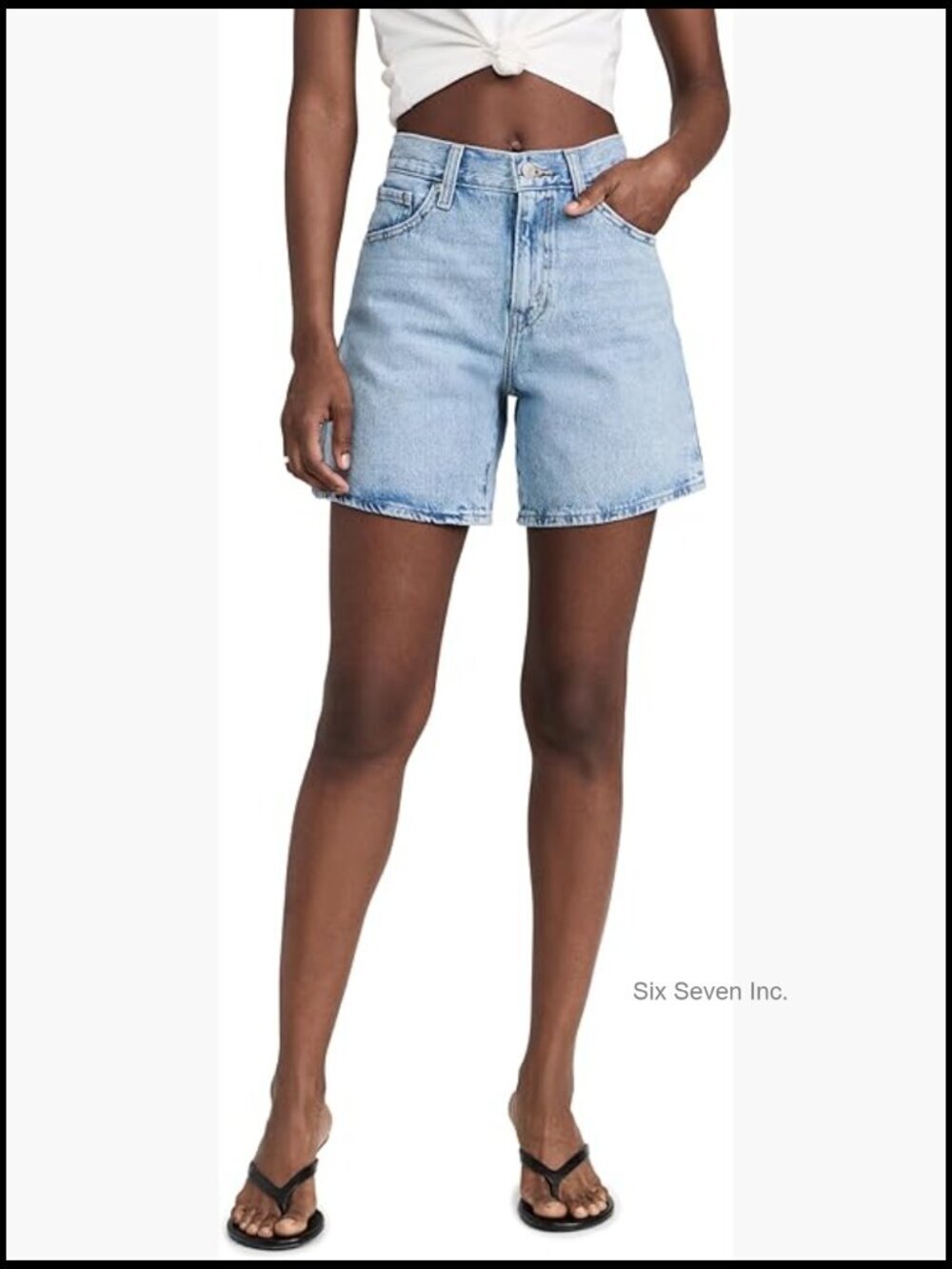 High Waisted Denim Shorts Relaxed Fit 12" Rise